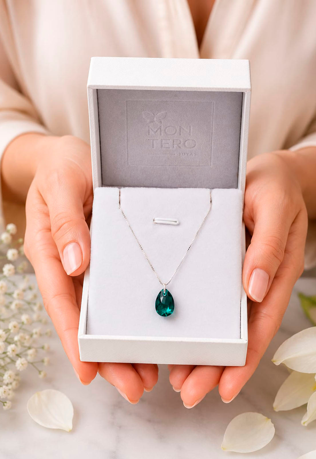 Collar Gota de Luz Plata 925 Cristal Swarovski® Emerald