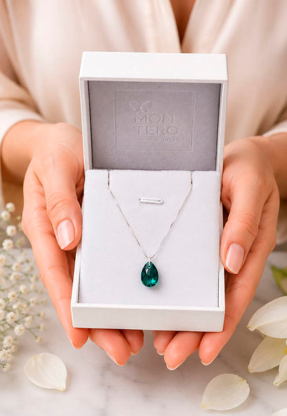 Collar Gota de Luz Plata 925 Cristal Swarovski® Emerald