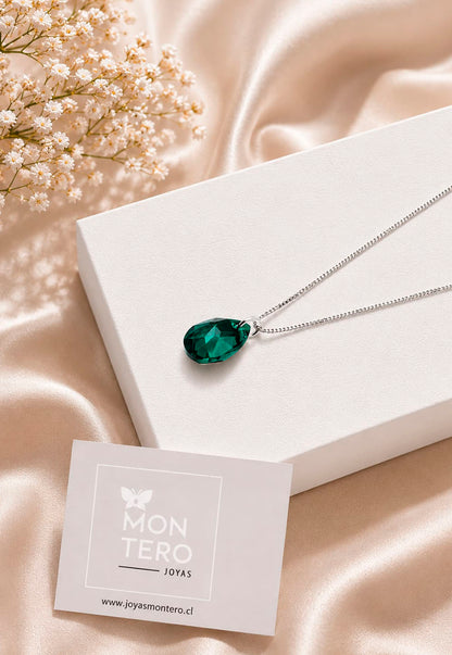 Collar Gota de Luz Plata 925 Cristal Swarovski® Emerald