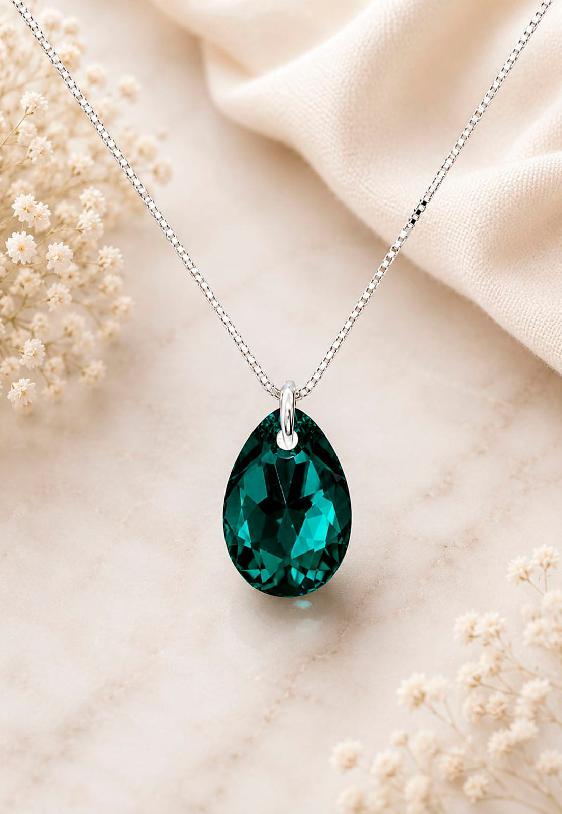Collar Gota de Luz Plata 925 Cristal Swarovski® Emerald