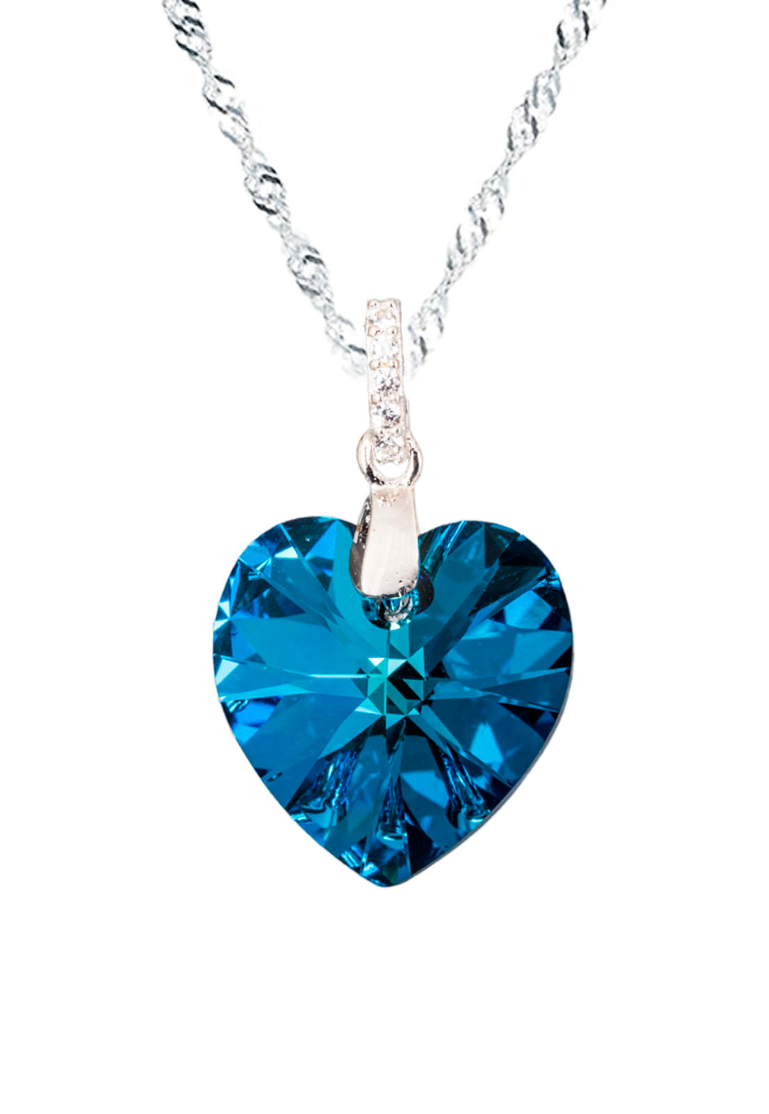 Collar Gran Romance Plata 925 Cristal Bermuda Blue
