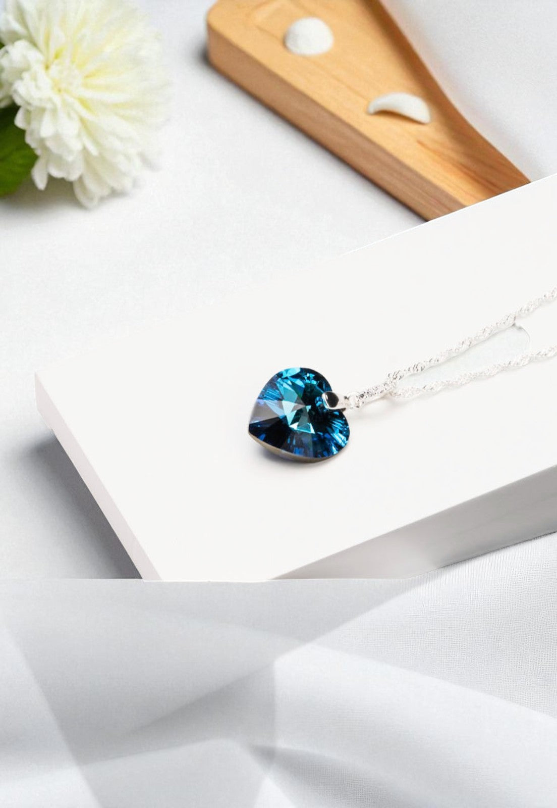 Collar Gran Romance Plata 925 Cristal Bermuda Blue