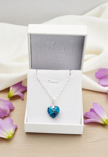 Collar Gran Romance Plata 925 Cristal Bermuda Blue