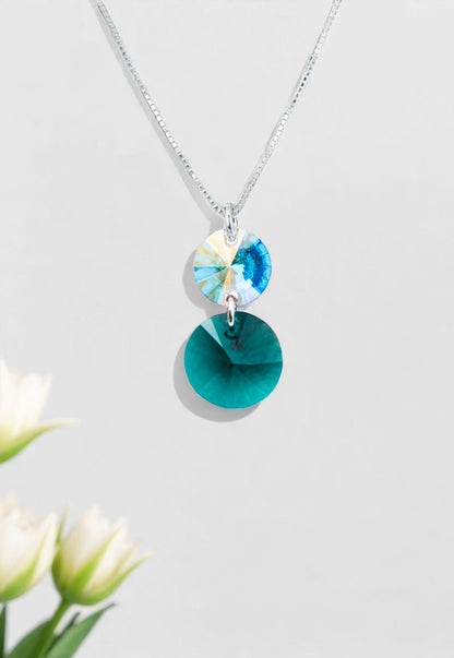 Collar Lourdes Plata 925 Cristal Genuino Emerald