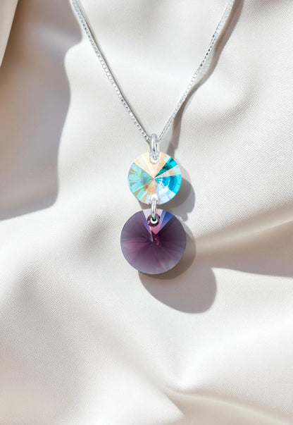 Collar Lourdes Plata 925 Cristal Genuino Amethyst