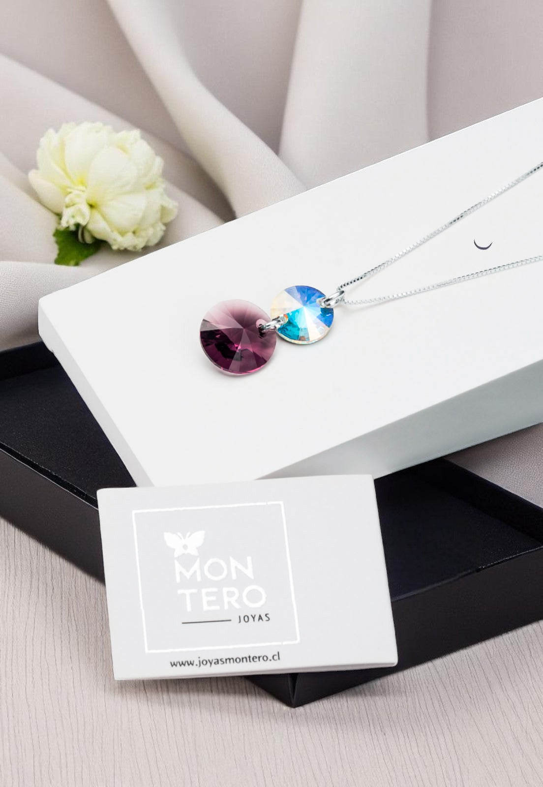 Collar Lourdes Plata 925 Cristal Genuino Amethyst