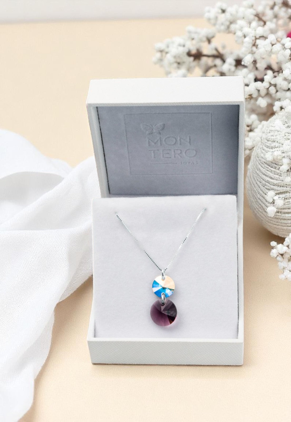 Collar Lourdes Plata 925 Cristal Genuino Amethyst