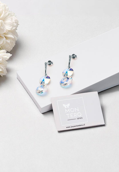 Aros Lourdes Plata 925 Cristal Swarovski® Aurora Boreal
