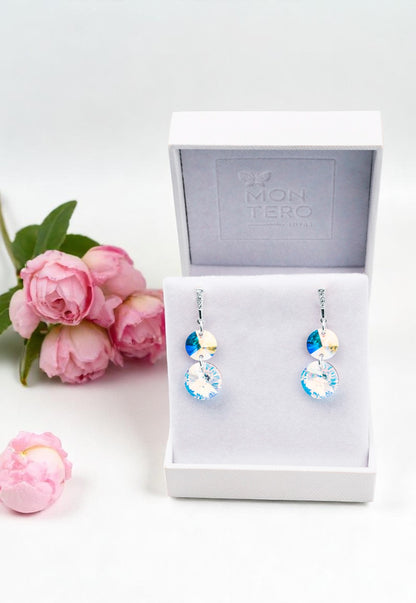 Aros Lourdes Plata 925 Cristal Genuino Aurora Boreal