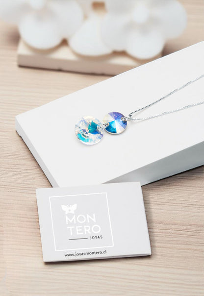 Collar Lourdes Plata 925 Cristal Genuino Aurora Boreal