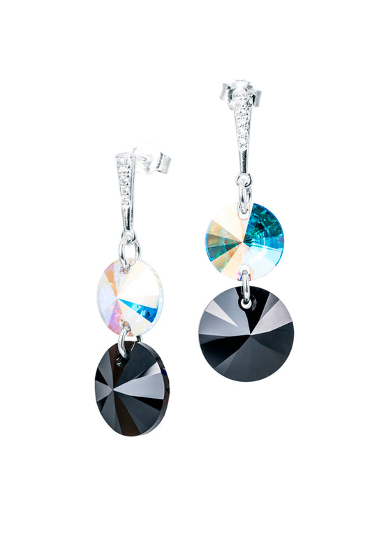 Aros Lourdes Plata 925 Cristal Swarovski® Black Jet