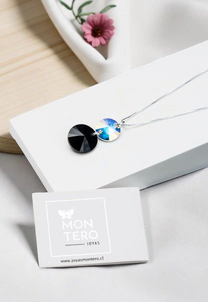 Collar Lourdes Plata 925 Cristal Genuino Black Jet