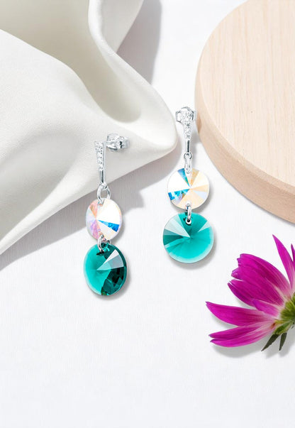 Aros Lourdes Plata 925 Cristal Swarovski® Emerald