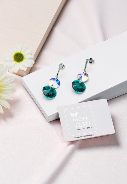 Aros Lourdes Plata 925 Cristal Swarovski® Emerald