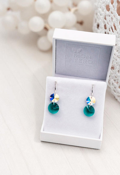 Aros Lourdes Plata 925 Cristal Swarovski® Emerald