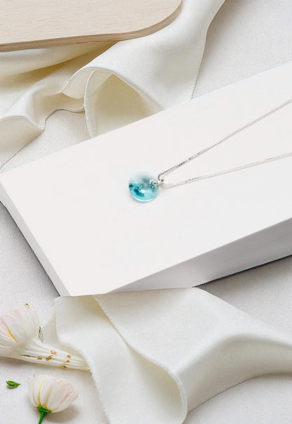 Collar Punto de Luz Plata 925 Cristal Genuino Turquesa