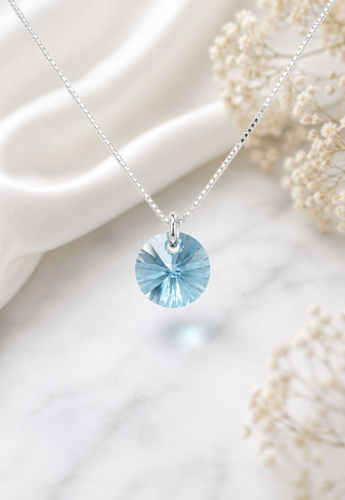 Collar Punto de Luz Plata 925 Cristal Swarovski® Turquesa
