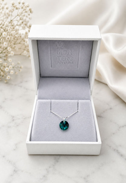 Collar Punto de Luz Plata 925 Cristal Swarovski® Emerald