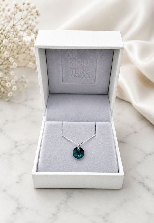 Collar Punto de Luz Plata 925 Cristal Swarovski® Emerald