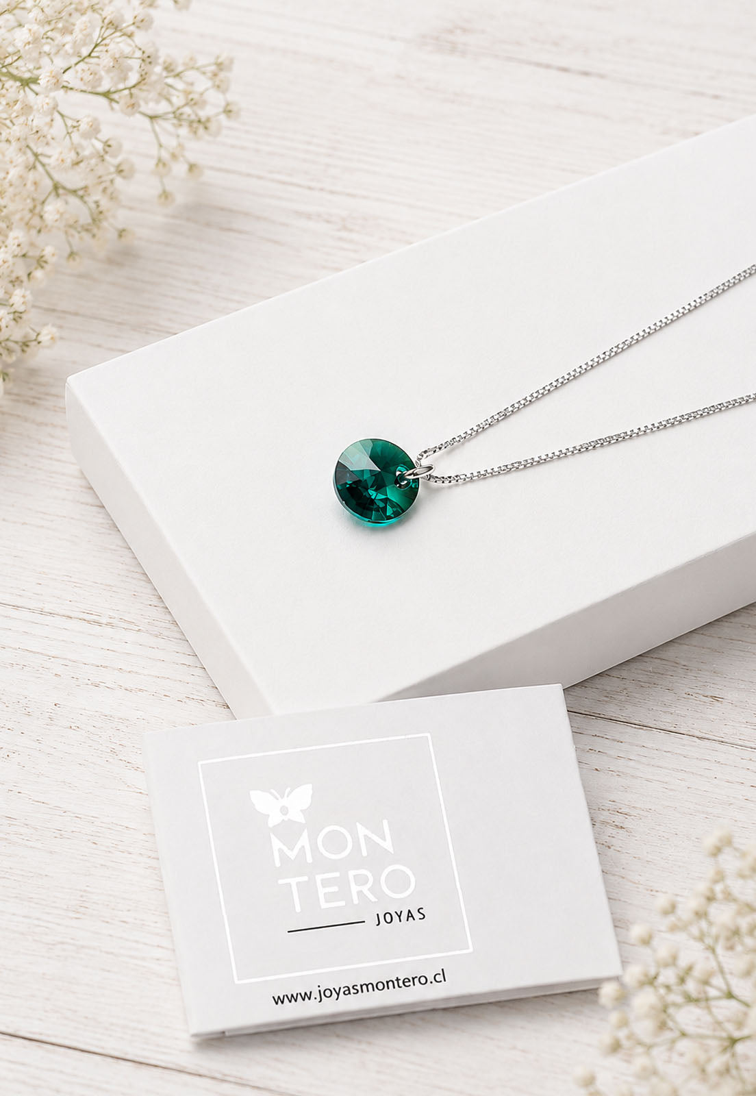 Collar Punto de Luz Plata 925 Cristal Swarovski® Emerald