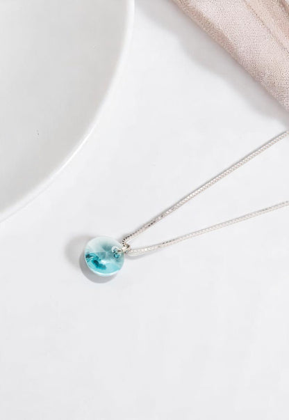 Collar Punto de Luz Plata 925 Cristal Genuino Turquesa