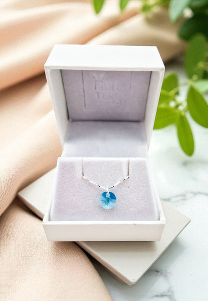 Collar Punto de Luz Plata 925 Cristal Genuino Turquesa