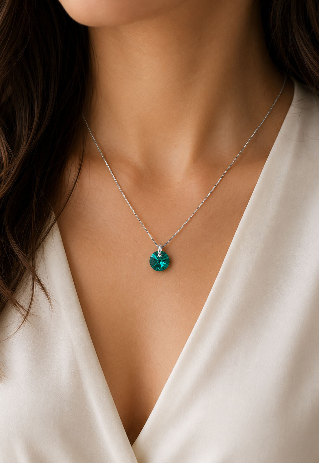 Collar Punto de Luz Plata 925 Cristal Swarovski® Emerald