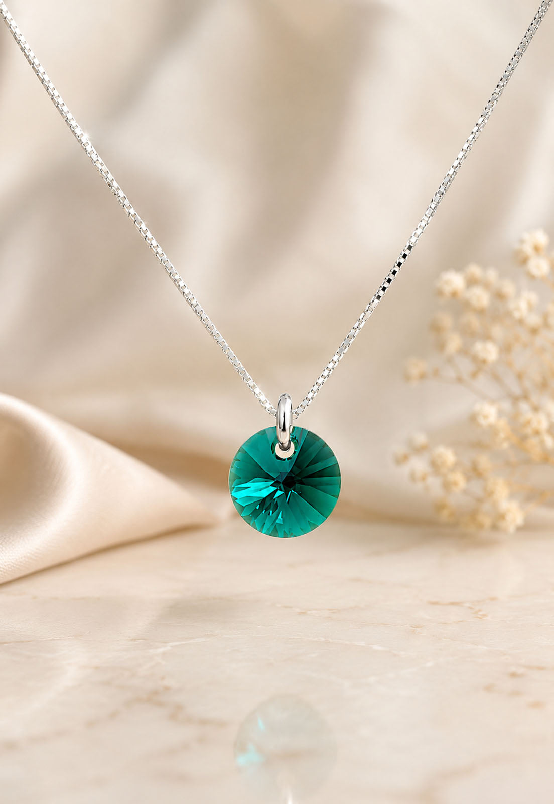 Collar Punto de Luz Plata 925 Cristal Swarovski® Emerald