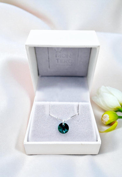 Collar Punto de Luz Plata 925 Cristal Genuino Emerald