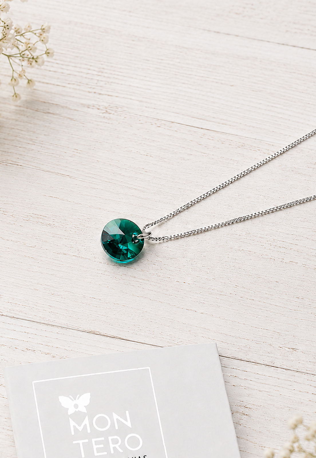 Collar Punto de Luz Plata 925 Cristal Swarovski® Emerald