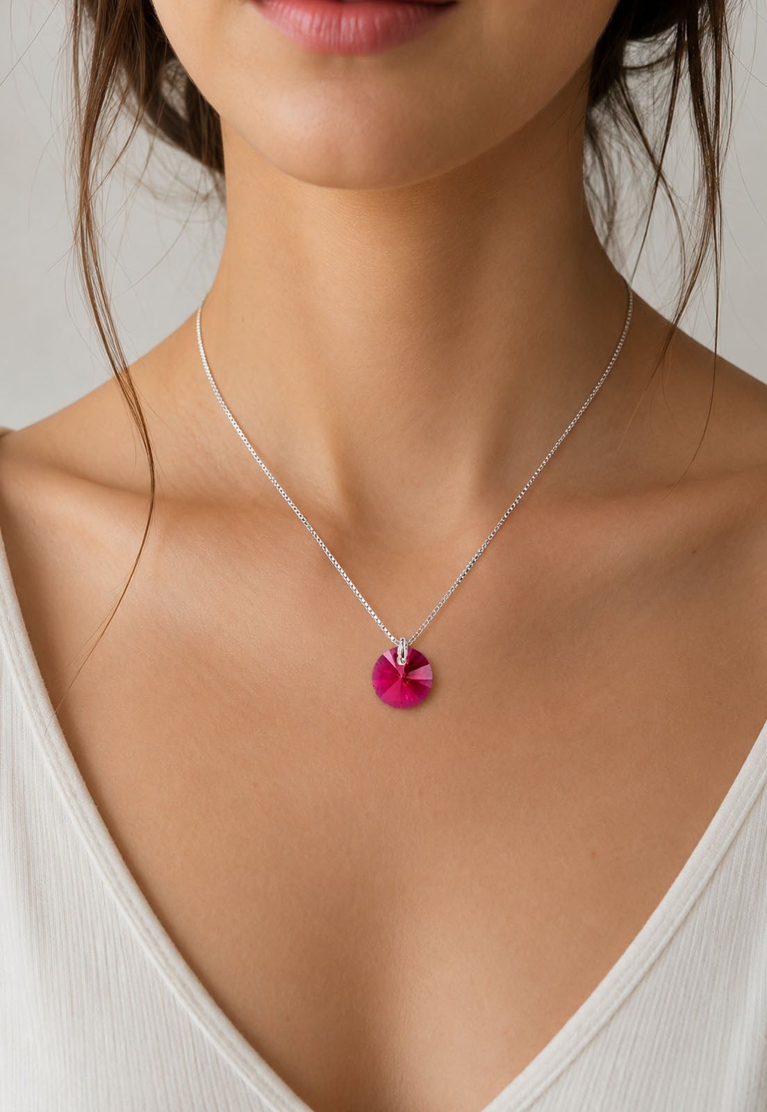 Collar Punto de Luz Plata 925 Cristal Swarovski® Scarlet