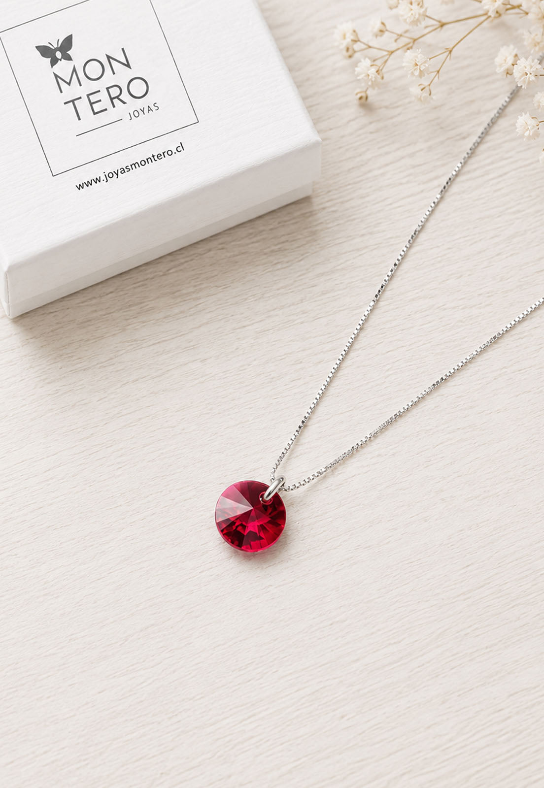 Collar Punto de Luz Plata 925 Cristal Swarovski® Scarlet
