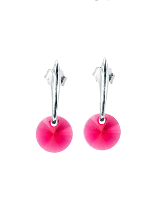 Aros Punto De Luz Plata 925 Cristal Swarovski® Scarlet