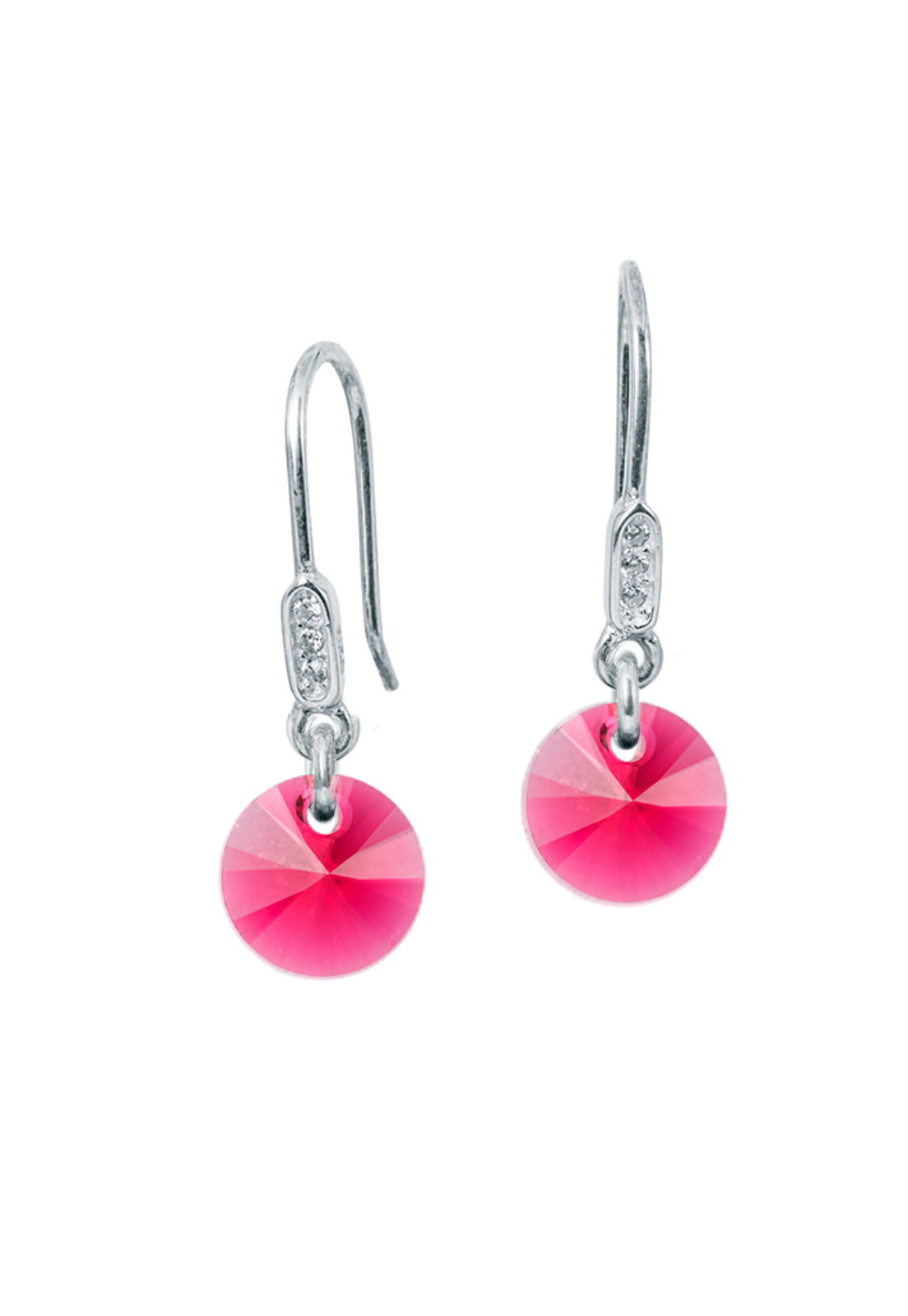 Aros Punto De Luz Circón Plata 925 Cristal Genuino Scarlet