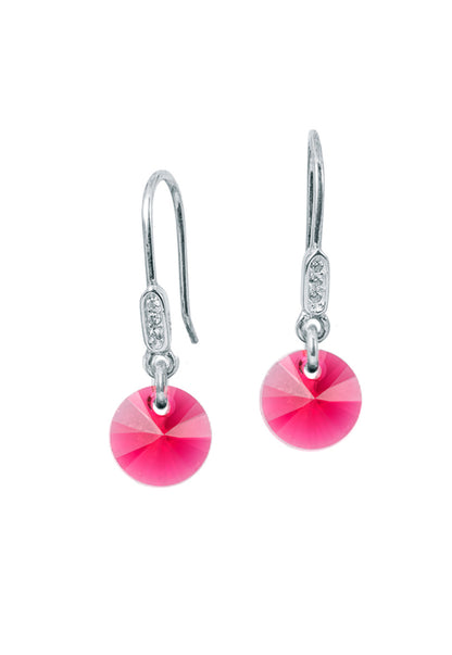 Aros Punto De Luz Circón Plata 925 Cristal Genuino Scarlet