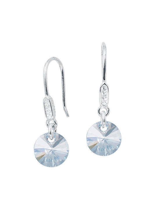 Aros Punto De Luz Circón Plata 925 Cristal Swarovski® Blue Shade
