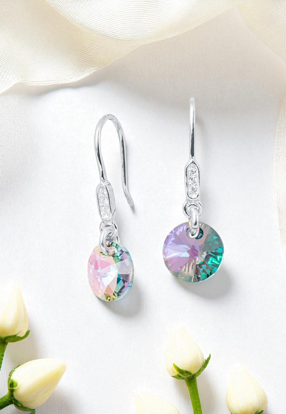 Aros Punto De Luz Circón Plata 925 Cristal Genuino Paradise Shinne