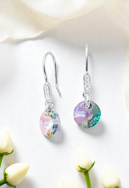 Aros Punto De Luz Circón Plata 925 Cristal Swarovski® Paradise Shinne