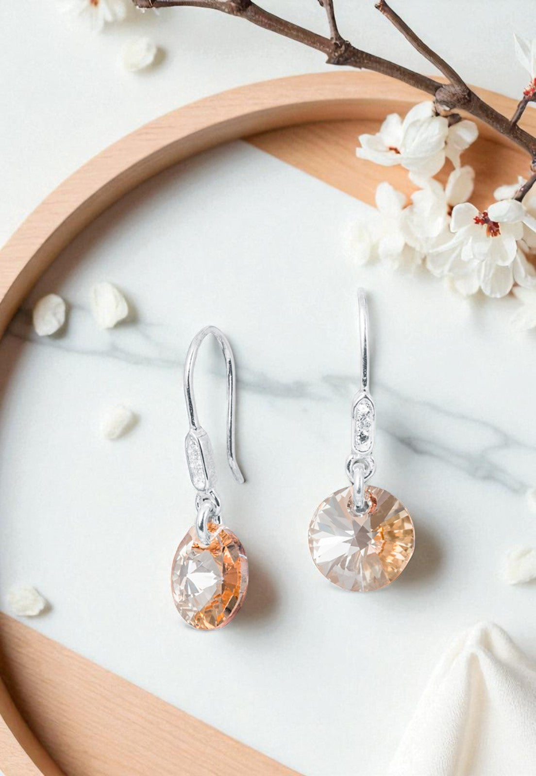 Aros Punto De Luz Circón Plata 925 Cristal Genuino Golden Shadow