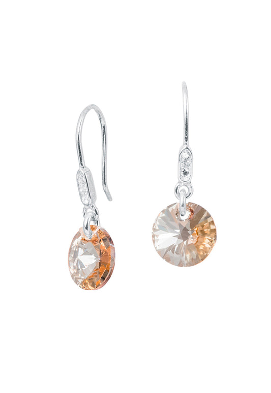 Aros Punto De Luz Circón Plata 925 Cristal Swarovski® Golden Shadow
