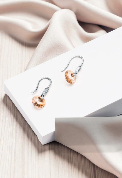 Aros Punto De Luz Circón Plata 925 Cristal Genuino Golden Shadow