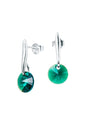Aros Punto De Luz Plata 925 Cristal Genuino Emerald