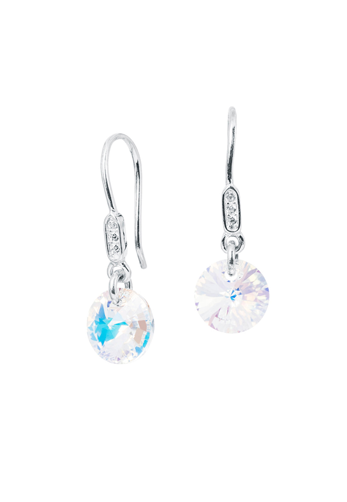 Aros Punto De Luz Circón Plata 925 Cristal Genuino Aurora Boreal