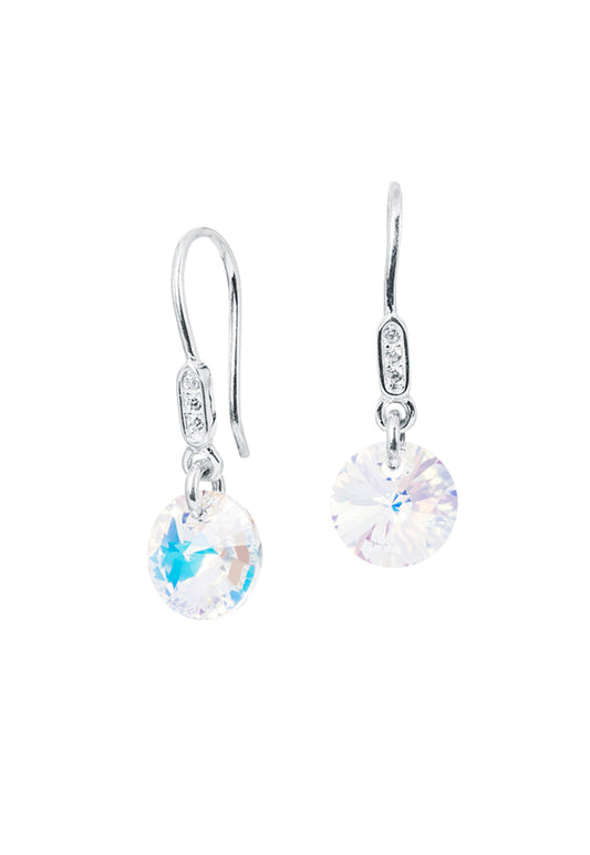 Aros Punto De Luz Circón Plata 925 Cristal Swarovski® Aurora Boreal