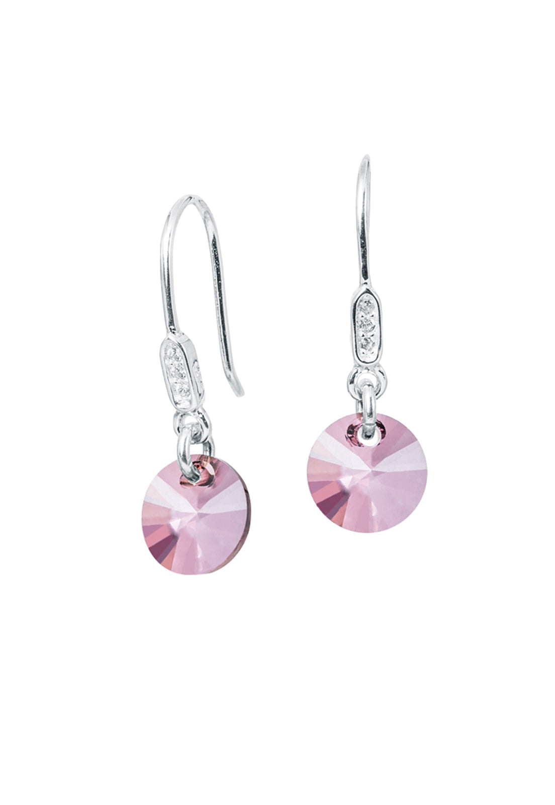 Aros Punto De Luz Circón Plata 925 Cristal Swarovski® Antique Pink