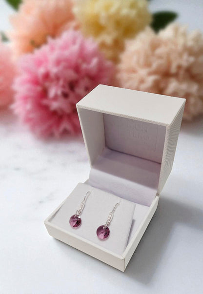 Aros Punto De Luz Circón Plata 925 Cristal Swarovski® Antique Pink