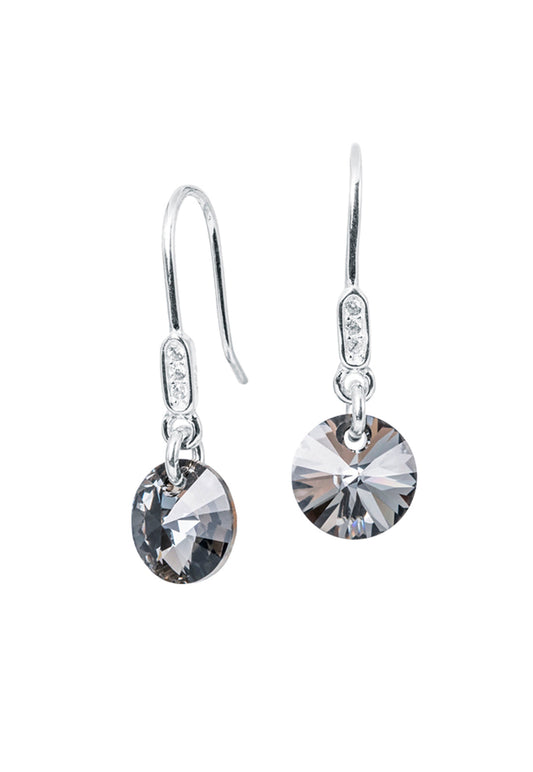 Aros Punto De Luz Circón Plata 925 Cristal Swarovski® Silver Night