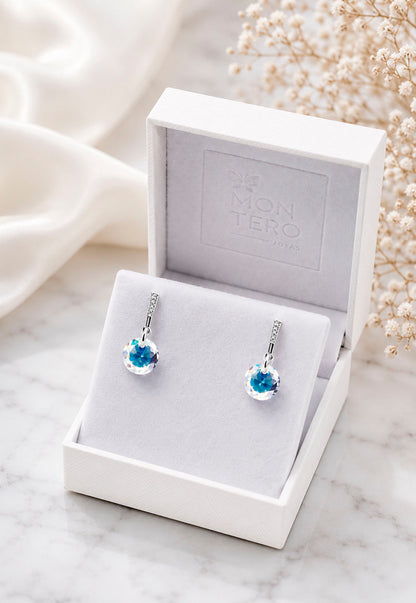 Aros Gracia Plata 925  Cristal Swarovski® Aurora Boreal