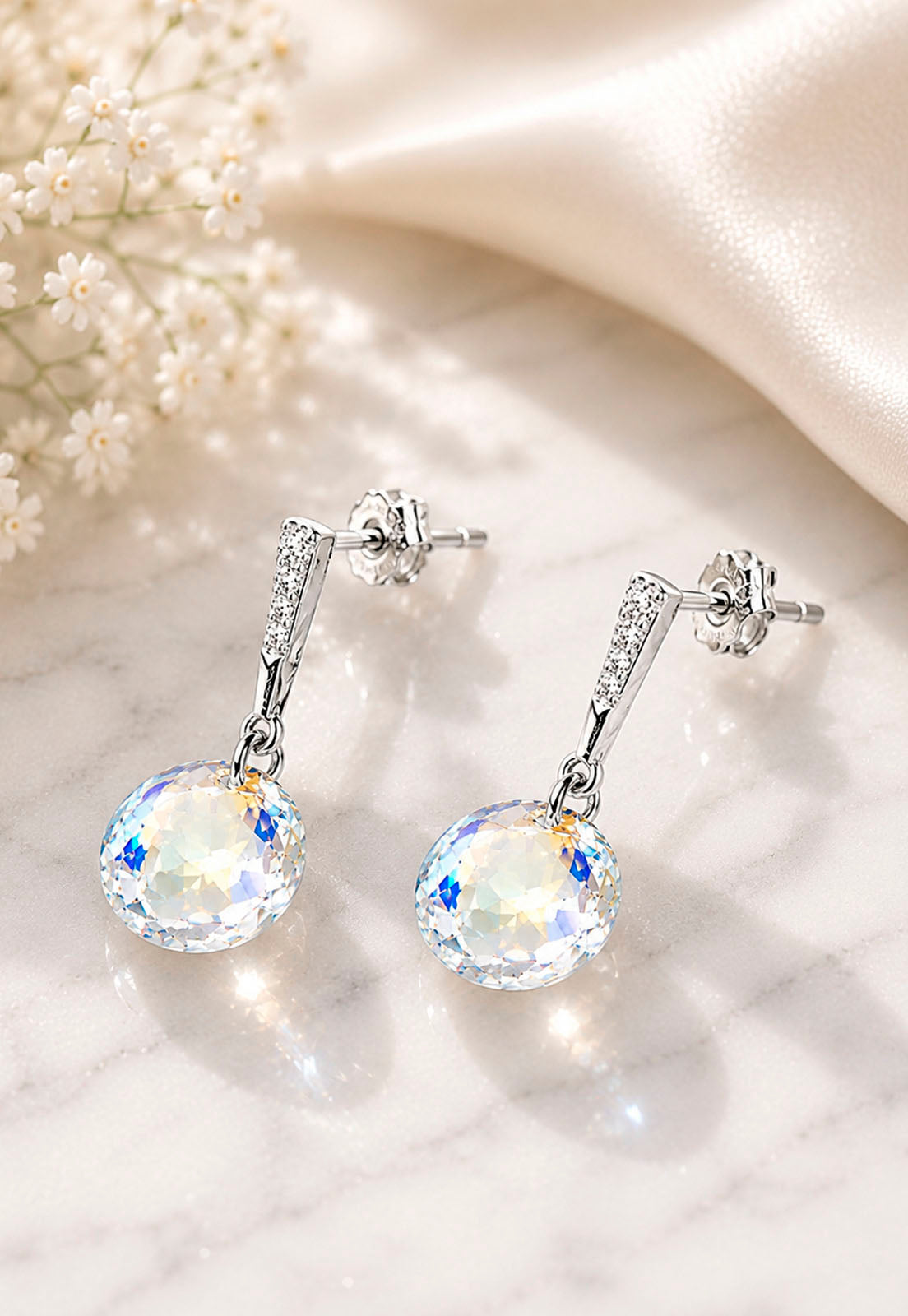 Aros Gracia Plata 925  Cristal Swarovski® Aurora Boreal