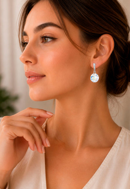 Aros Gracia Plata 925  Cristal Swarovski® Aurora Boreal